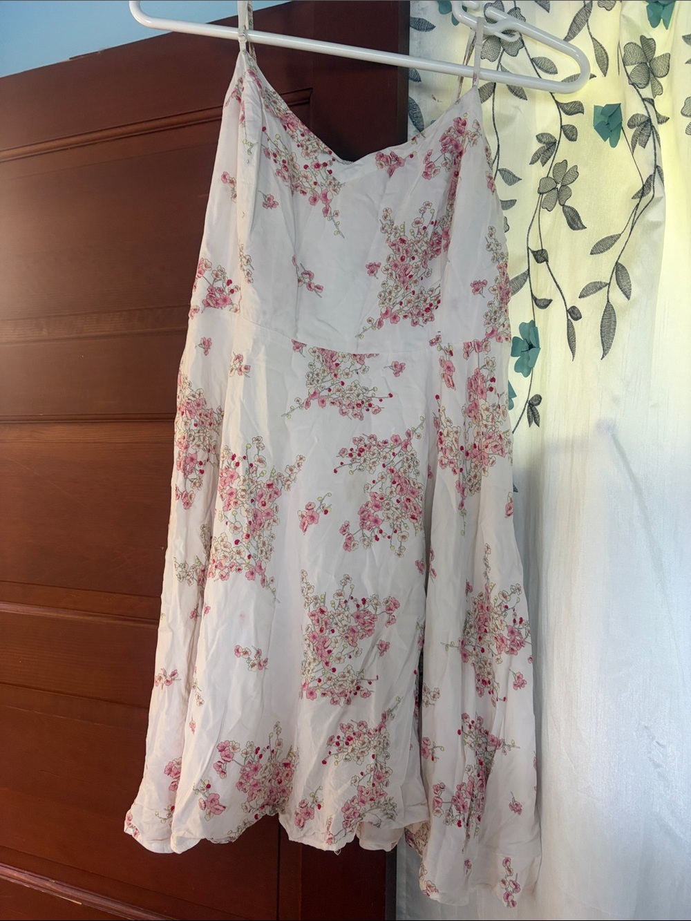 Old Navy White Midi Dress with Pink Floral Print